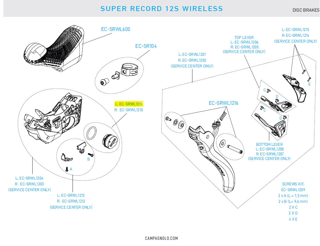 Super Record Wireless EP LH Battery Cover + O-Ring