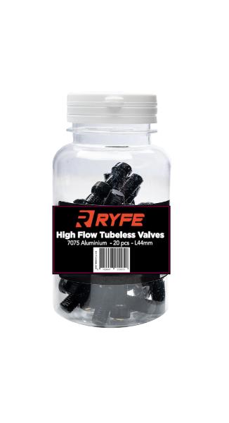 RYFE Tubeless High Flow Valves 44mm Black - Jar 20pcs