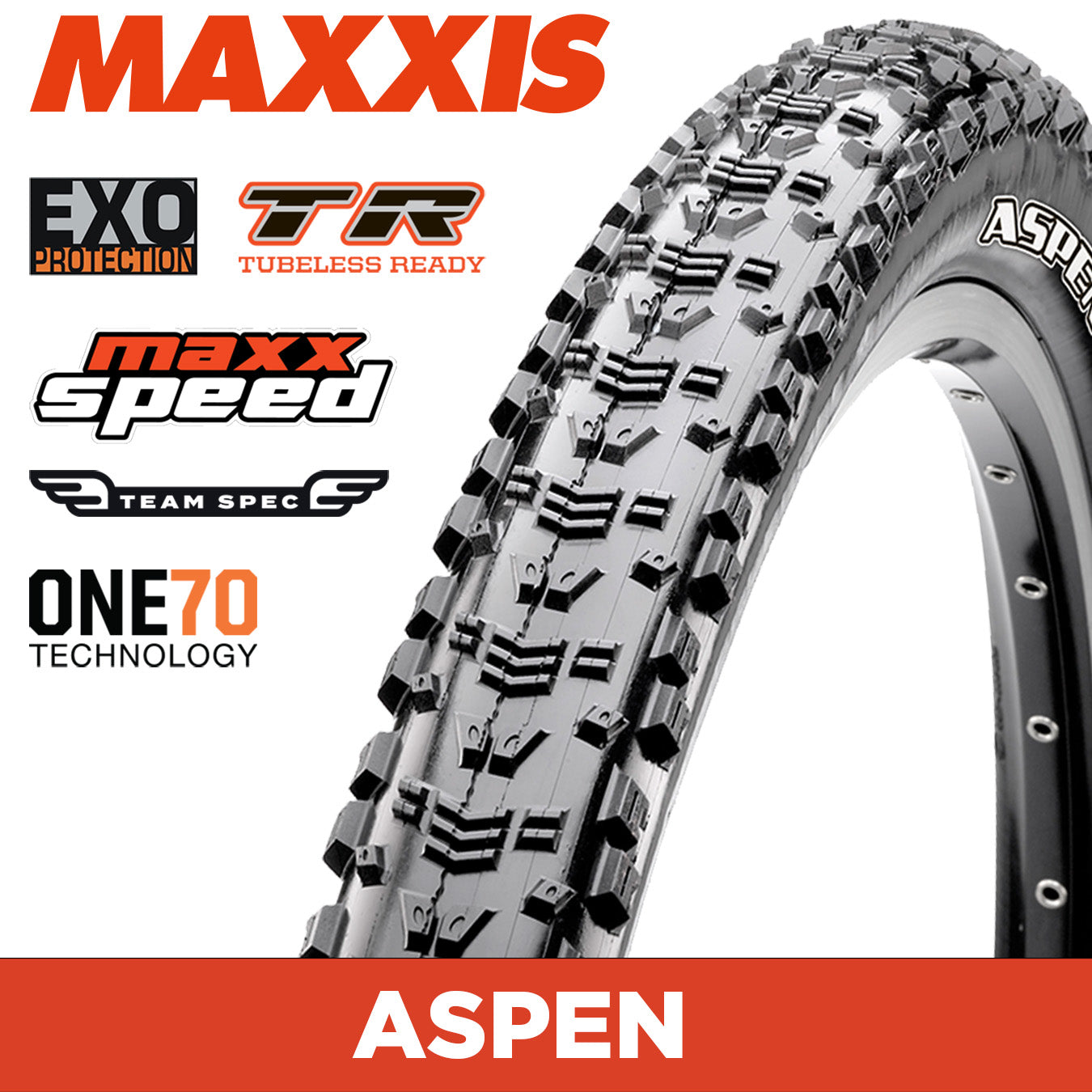 MAXXIS Aspen Team Spec - 29 X 2.25 - Folding TR - EXO 170 TPI - MaxxSpeed XC - Black