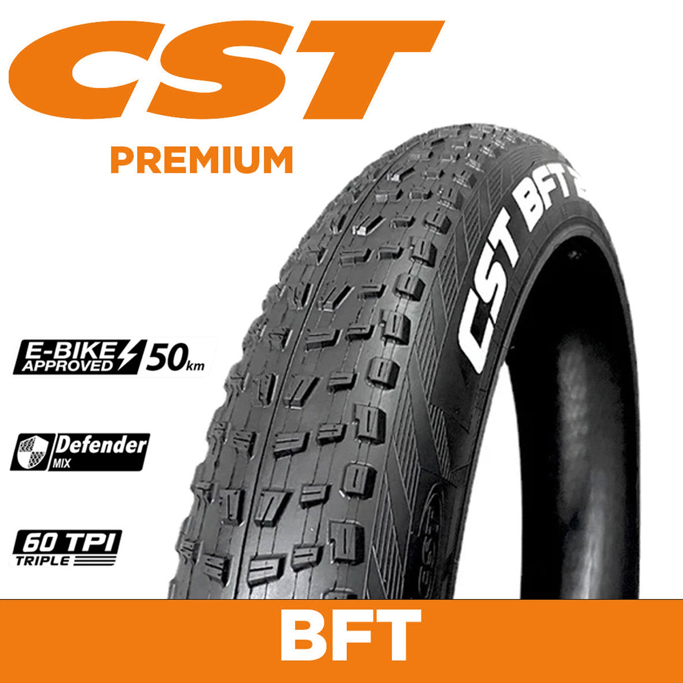 CST Tyre BFT Fat (C1752) - 20 x 4.0 - EBike 50km Approved - 60TPI Triple - Defender Mix
