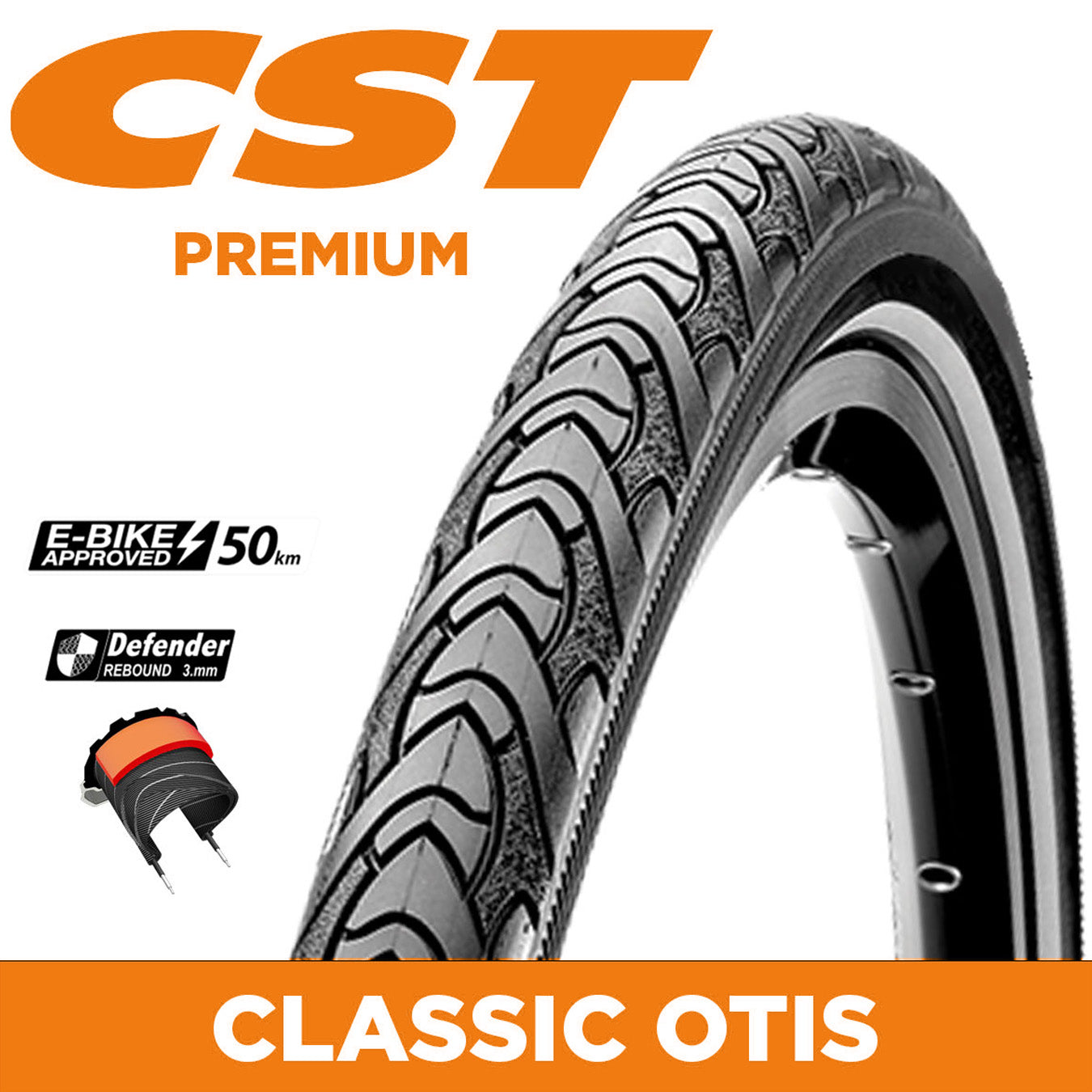 CST Tyre Classic Otis Hybrid C1777 - 700 x 40 - Kevlar 3mm Layer W/Ref Strip