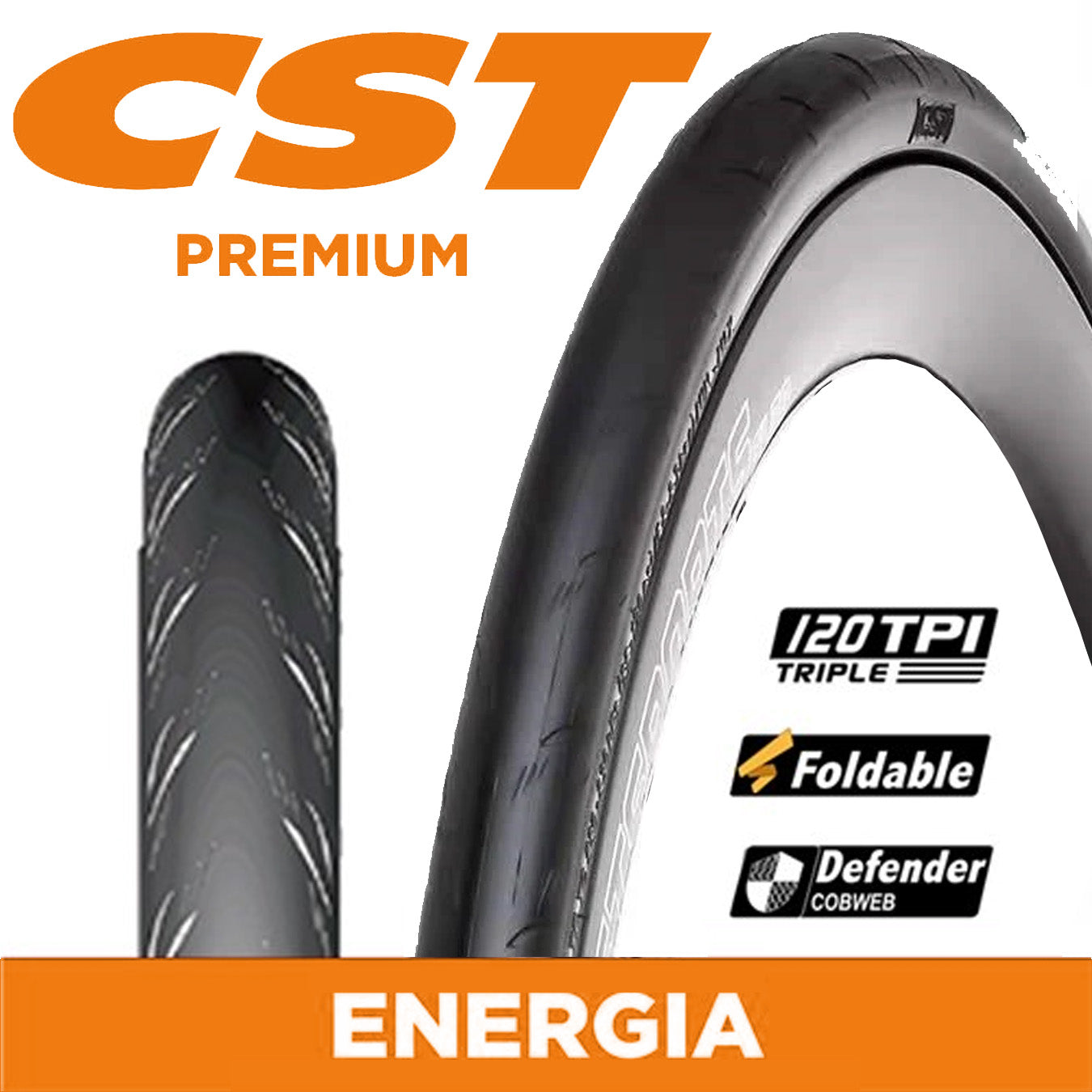 CST Tyre Energia C3045- 700 x 28 - Folding EPS - Dual Compound - 120 TPI - Black - 290g