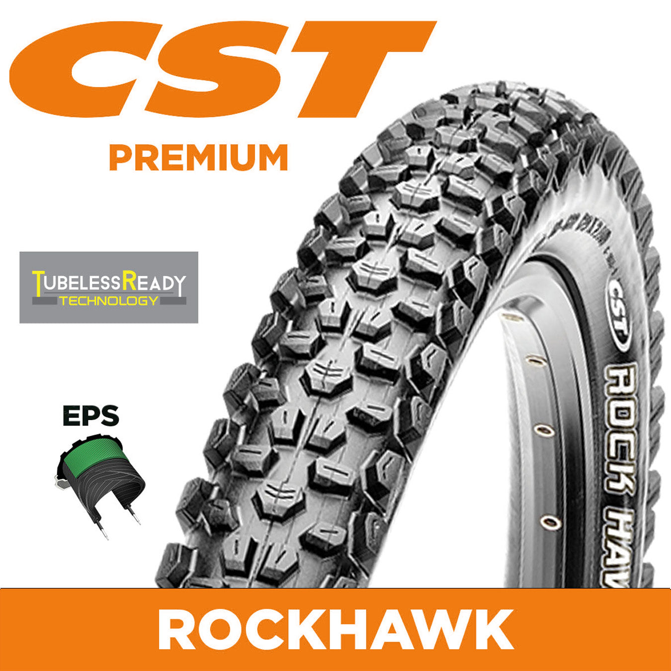 CST Tyre Rockhawk C1844 - 29 x 2.40 - Folding EPS 60 TPI - Dual Compound - Tubeless Ready