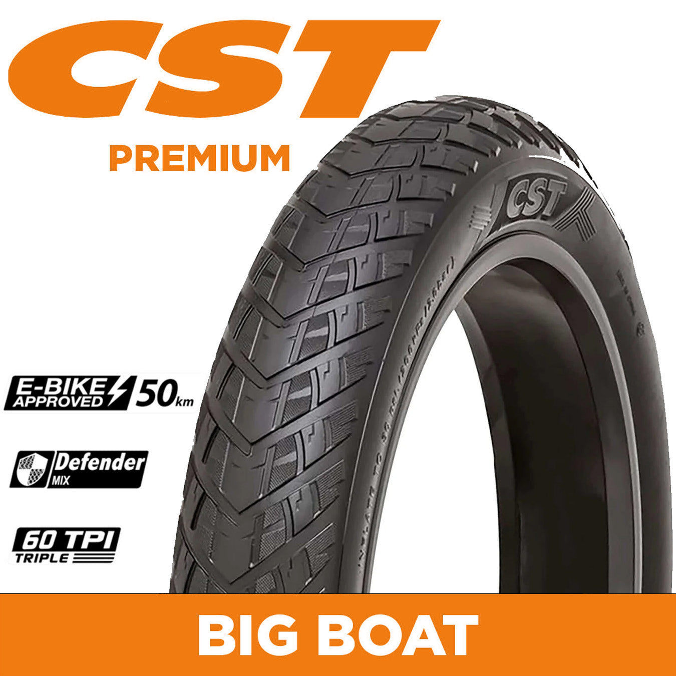 CST Tyre Big Boat (CTC06) - 24 x 2.4 E-Bike Tyre (ECargo Specific)