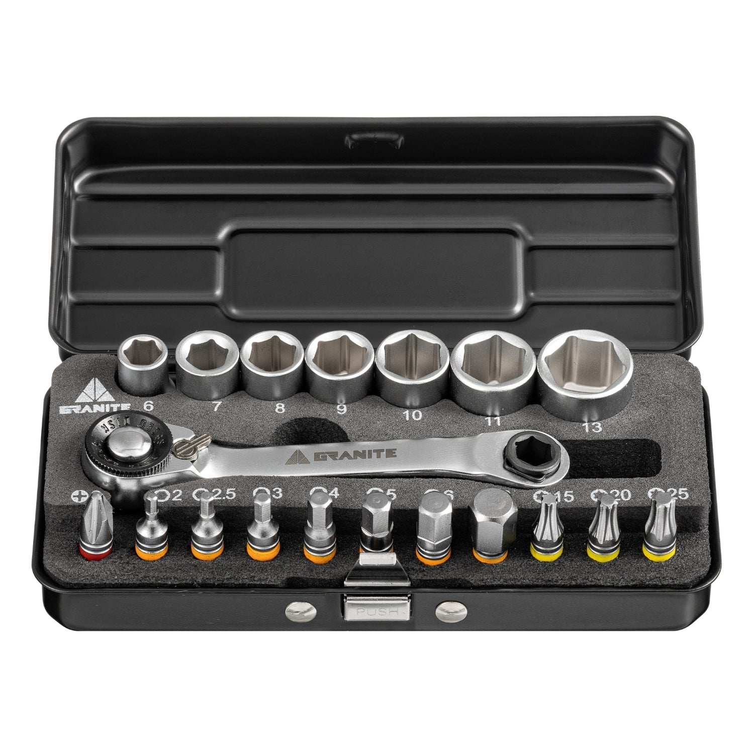 GRANITE DUET - Hex Bits & Socket Ratchet Tool Box