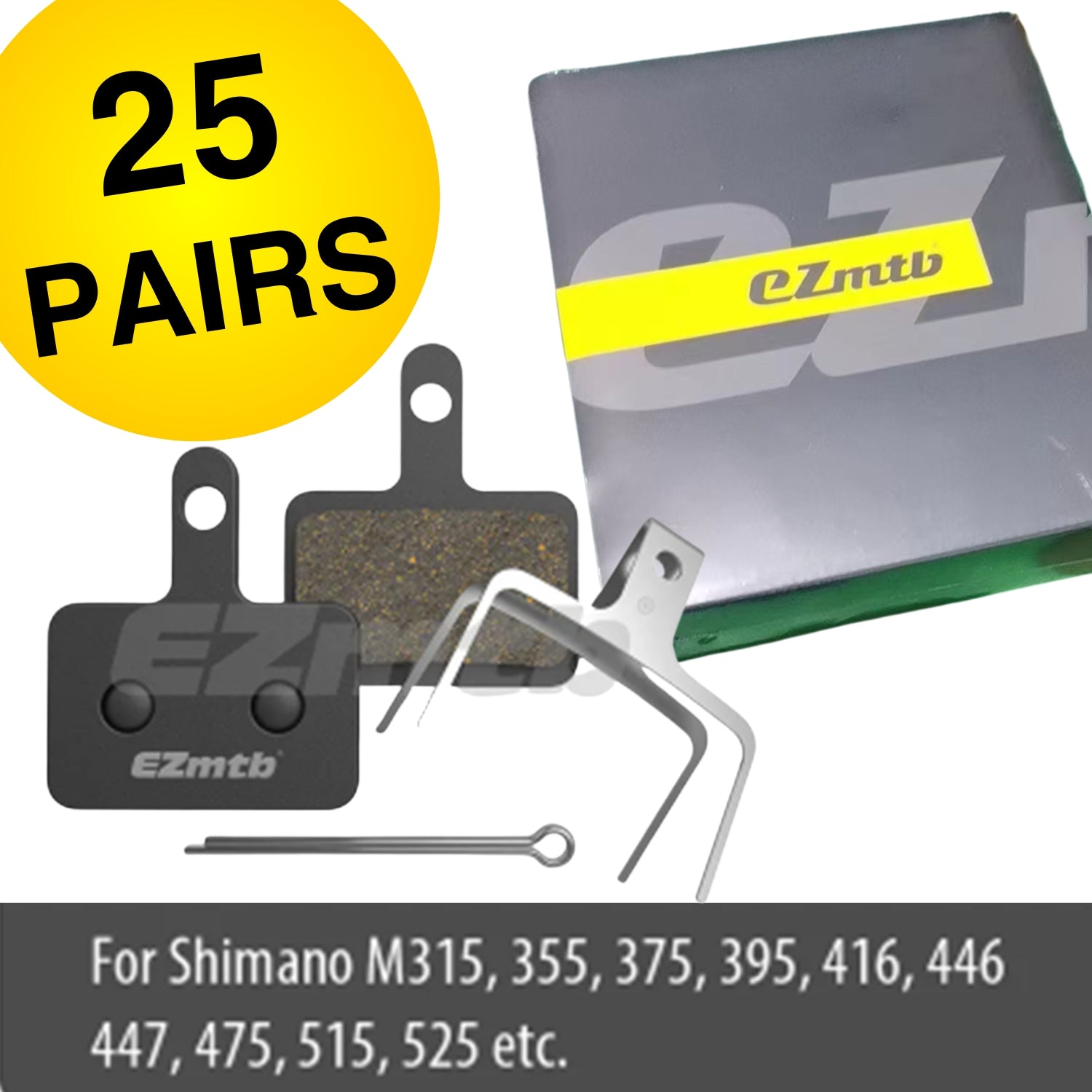 EZMTB Semi Metallic Brake Pads SHIMANO M355 - Workshop Box - 25 Pairs