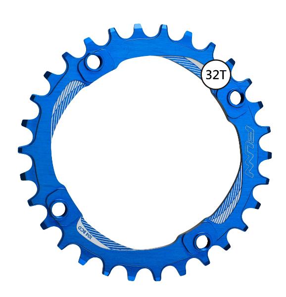FUNN Chain Ring - Solo Narrow Wide - 32T - 104mm BCD - Blue