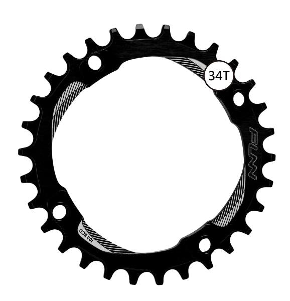 FUNN Chain Ring - Solo Narrow Wide - 34T - 104mm BCD - Black