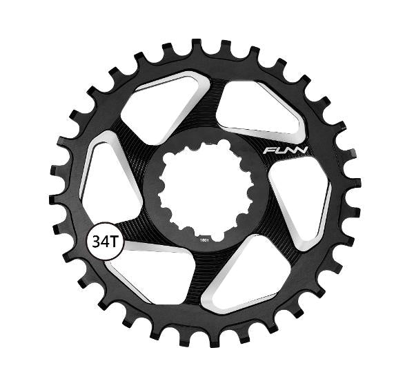FUNN Chain Ring - Solo DX Narrow Wide - 34T - Sram Direct Mount - 6mm Offset 10/11 Speed - Black