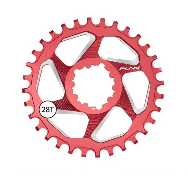 FUNN Chain Ring - Solo DX Narrow Wide Boost - 28T Sram Direct Mount - 3mm offset - Red