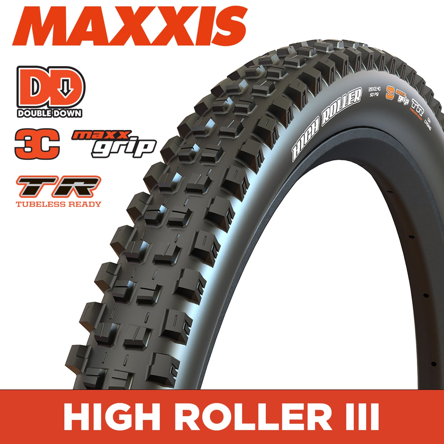 MAXXIS High Roller III - 27.5 X 2.40 Folding 2x 120 TPI - DD Double Down 3C MaxxGrip TR