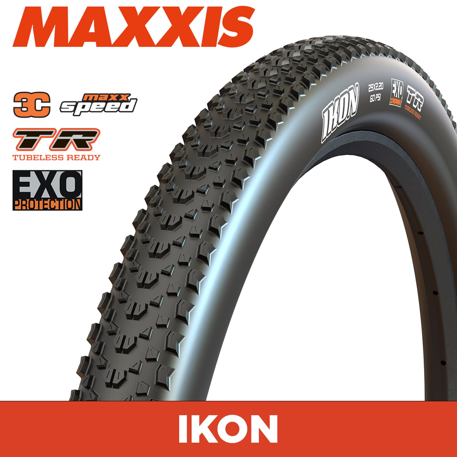MAXXIS Ikon - 26 X 2.35 Folding 120TPI EXO 3C MaxxSpeed TR