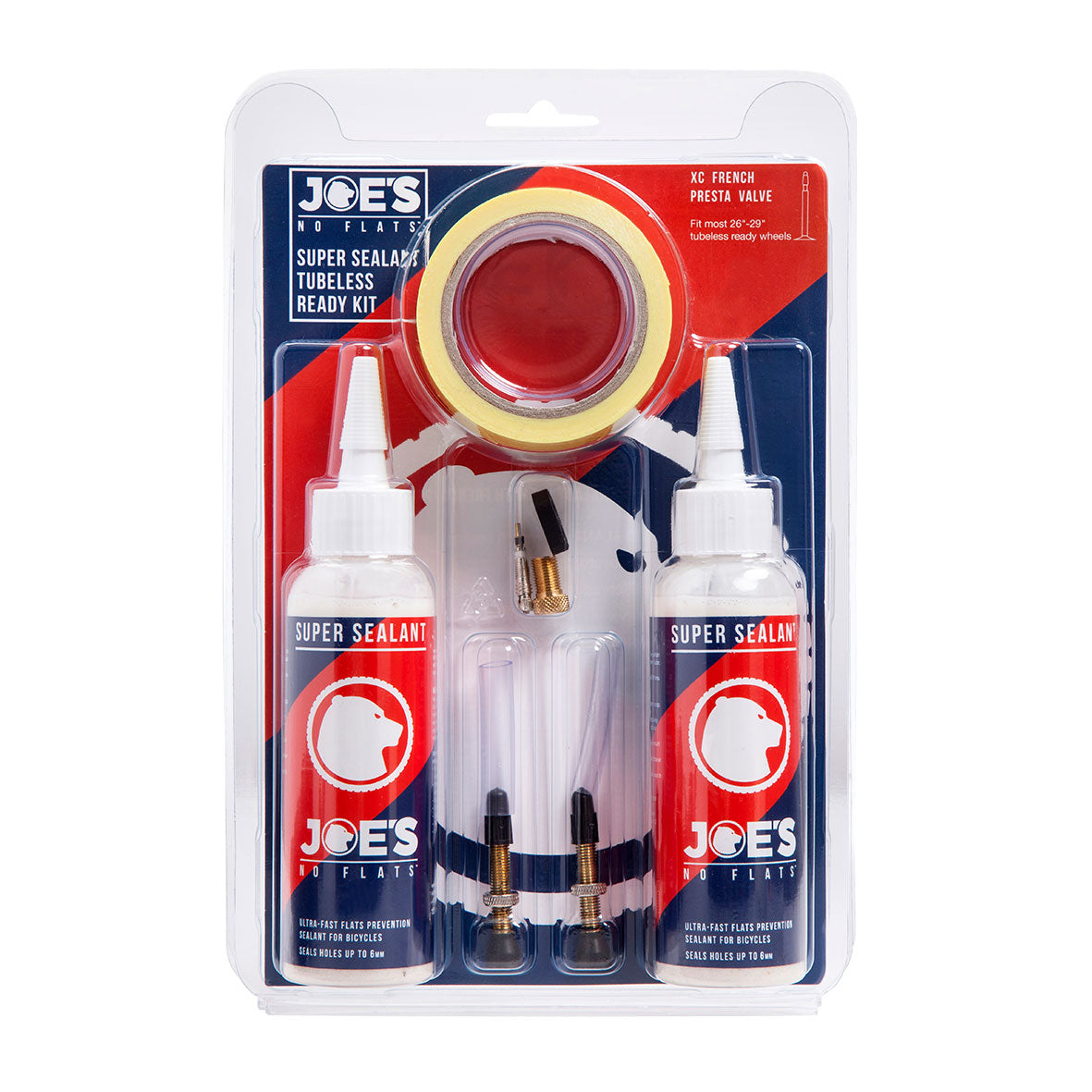 JOES NO-FLATS Tubeless Ready Kit - 25mm Width Includes Tape Sealant Valves
