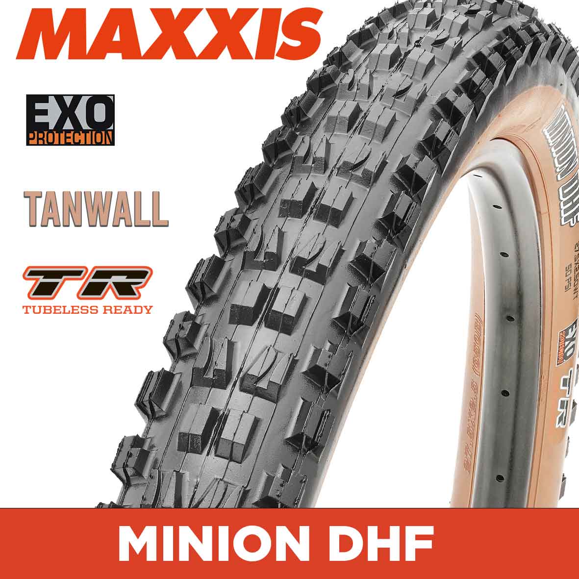 MAXXIS Minion DHF - 29 X 2.60 WT Folding 60TPI EXO TR Tanwall
