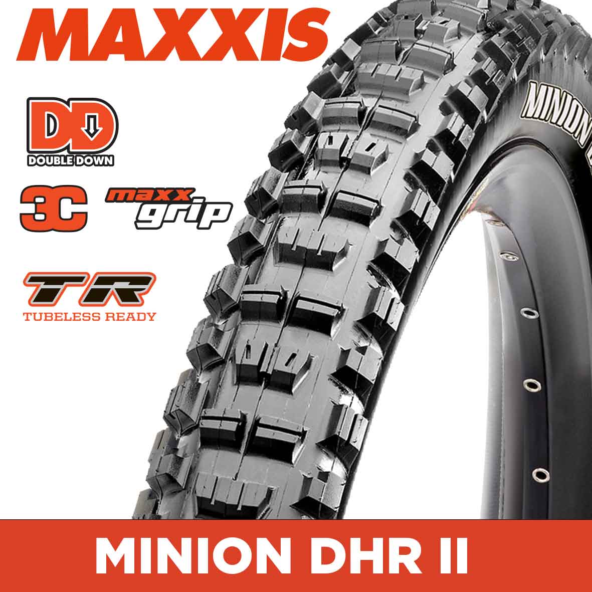 MAXXIS Minion DHR II - 27.5 X 2.40 WT Folding DD 2X120TPI 3C MaxxGrip TR