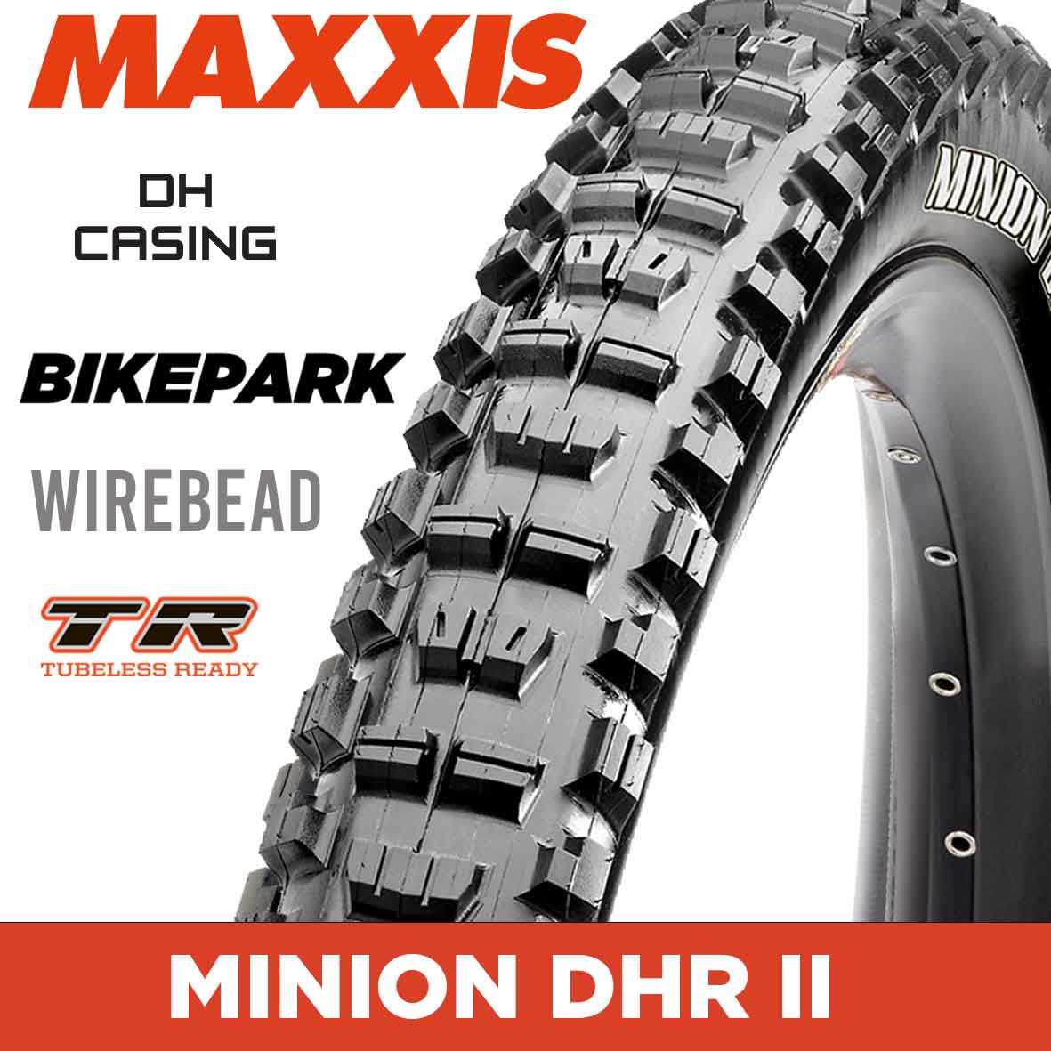 MAXXIS Minion DHR II - 29 X 2.40  - Wirebead Tubeless Ready - 60TPIx2 DH Casing
