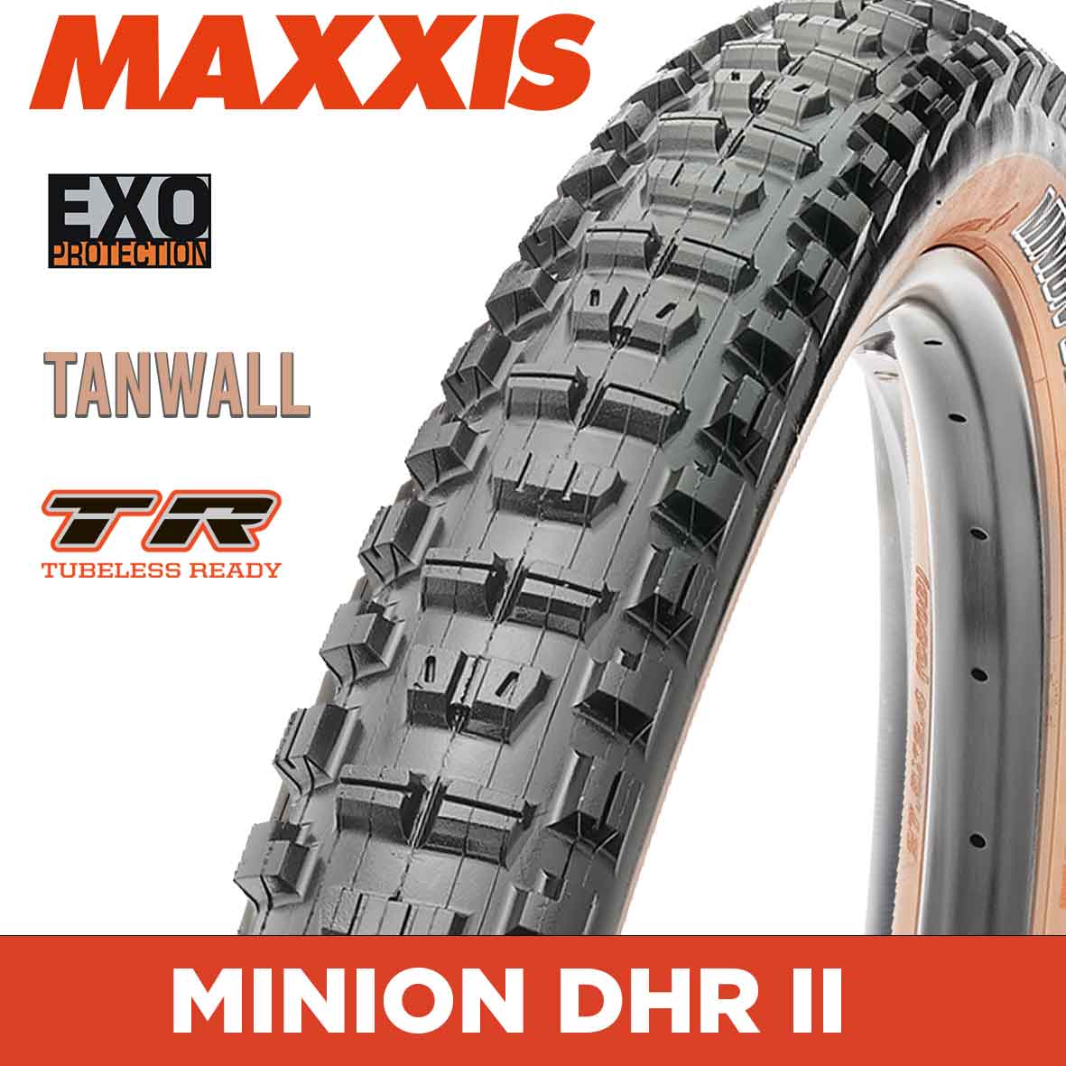 MAXXIS Minion DHR II - 27.5 X 2.40 WT Folding 60TPI EXO TR Tanwall
