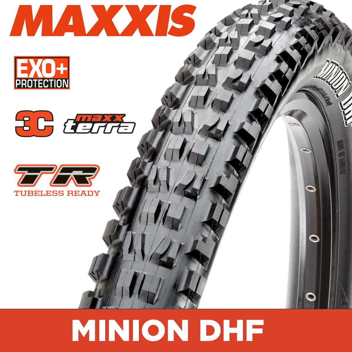 MAXXIS Minion DHF - 29 X 2.50 WT Folding 60TPI EXO+ 3C MaxxTerra TR