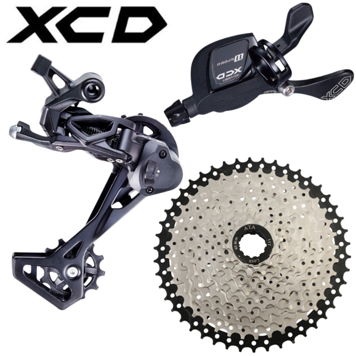 MICROSHIFT Groupset MTB - XCD 11 - 1x11 11-46T Steel Alloy Cassette ATA - Clutched Derailleur (MSH-RD-M865M) - (MSH-SL-M861-R) -