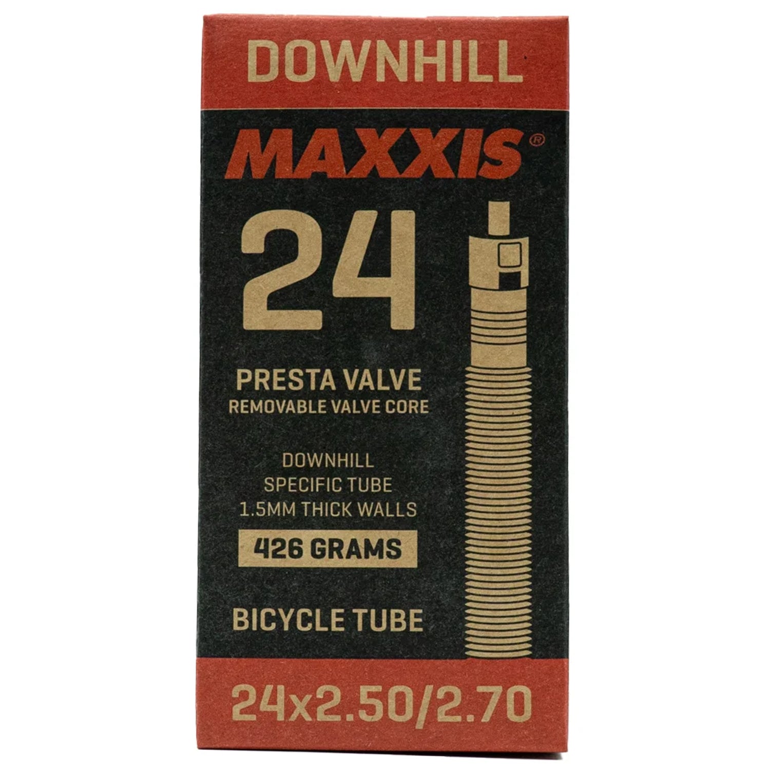 MAXXIS Tube - Downhill 1.5mm 24 x 2.5/2.7 - PV48 Removable Presta Valve Core