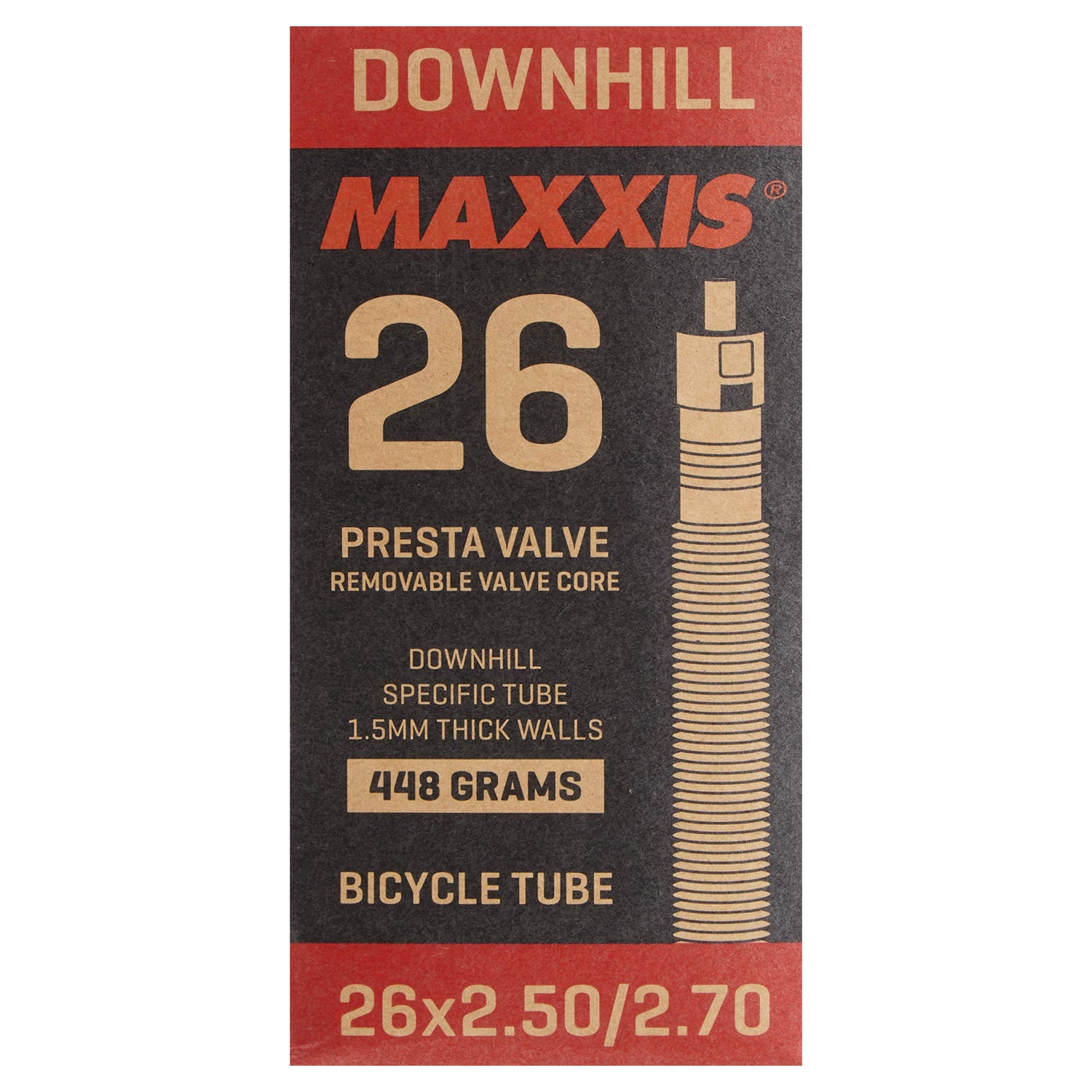 MAXXIS Tube - Downhill 1.5mm 26 x 2.5/3.0 - PV48 Removable Presta Valve Core