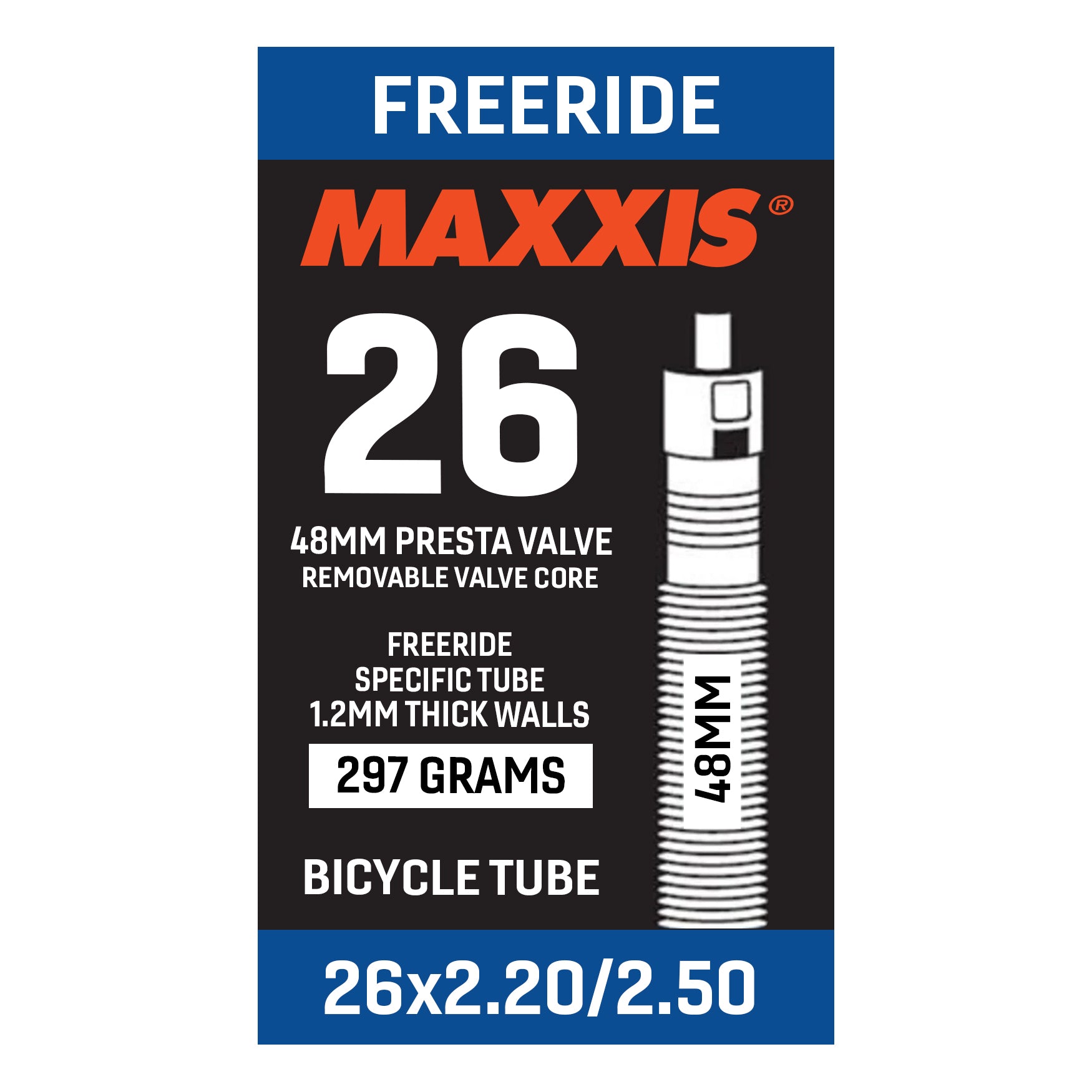MAXXIS Tube - Freeride 26 X 2.2/2.50 - PV48 Removable Presta Valve Core