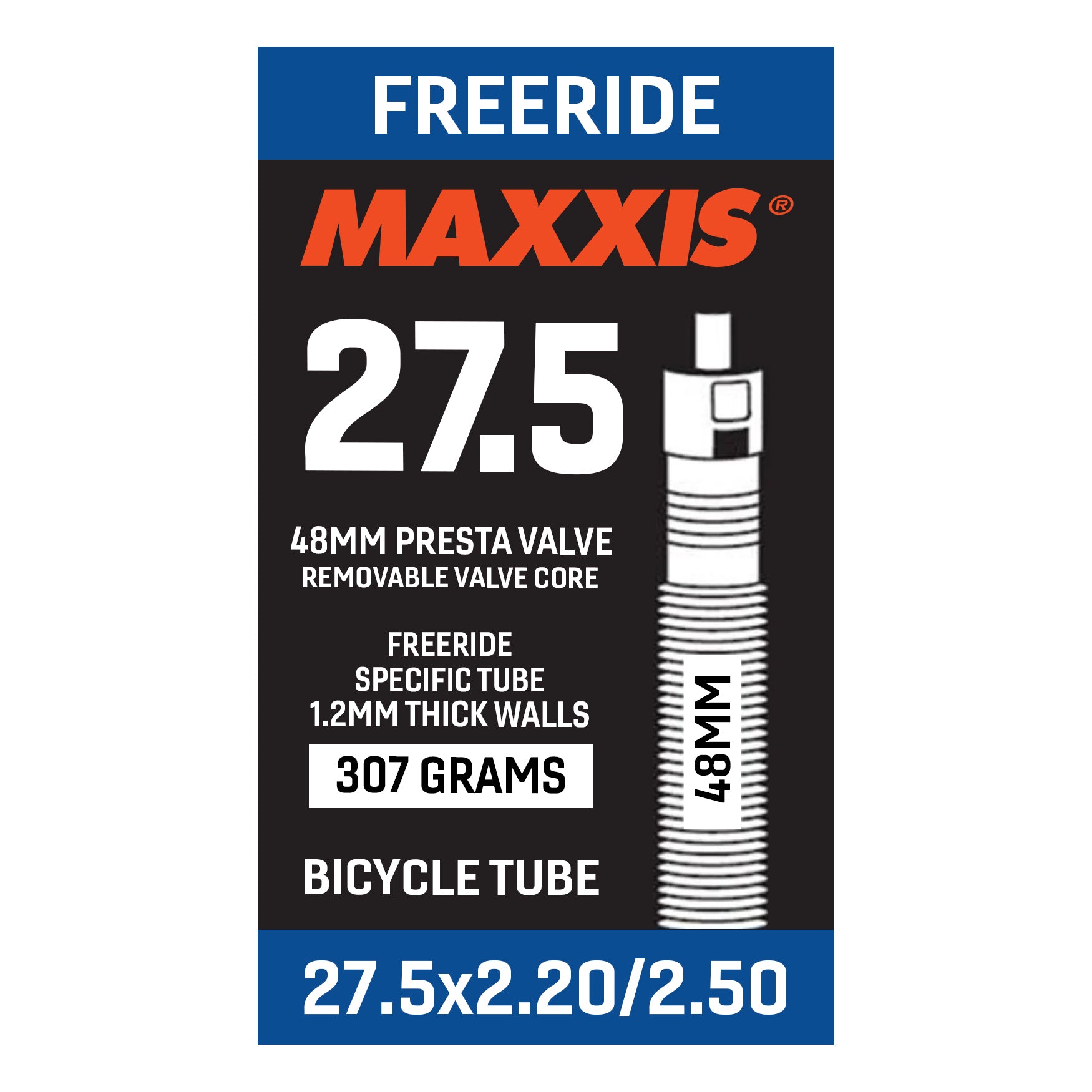 MAXXIS Tube - Freeride 27.5 X 2.2/2.50 - PV48 Removable Presta Valve Core