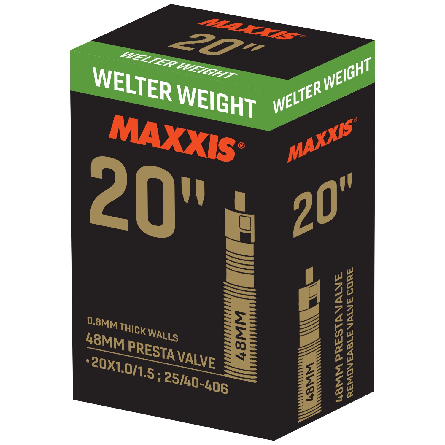 MAXXIS Tube - Welterweight 20 X 1.0/1.50 - PV48 Removable Presta Valve Core