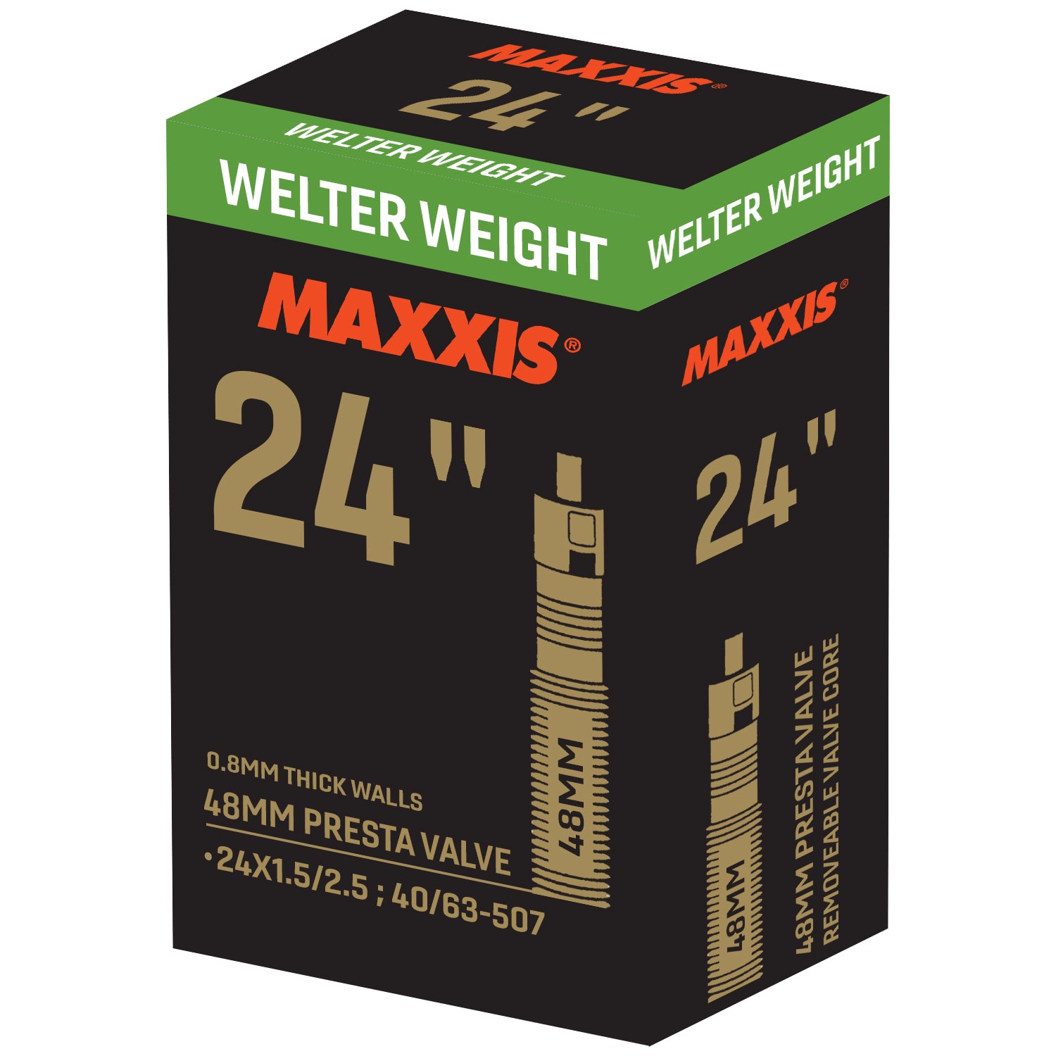 MAXXIS Tube - Welterweight - 24 x 1.5-2.5 - PV48 Removable Presta Valve Core