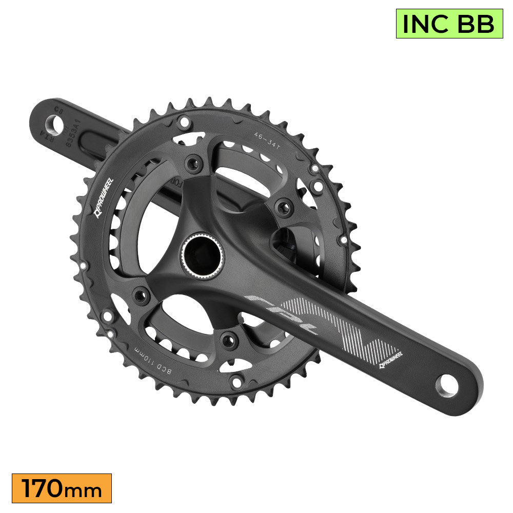 PROWHEEL Road Crankset - RPL-521-F-TT - 170mm Length 2x 50-34T 10/11s - 24mm Axle Inc BB