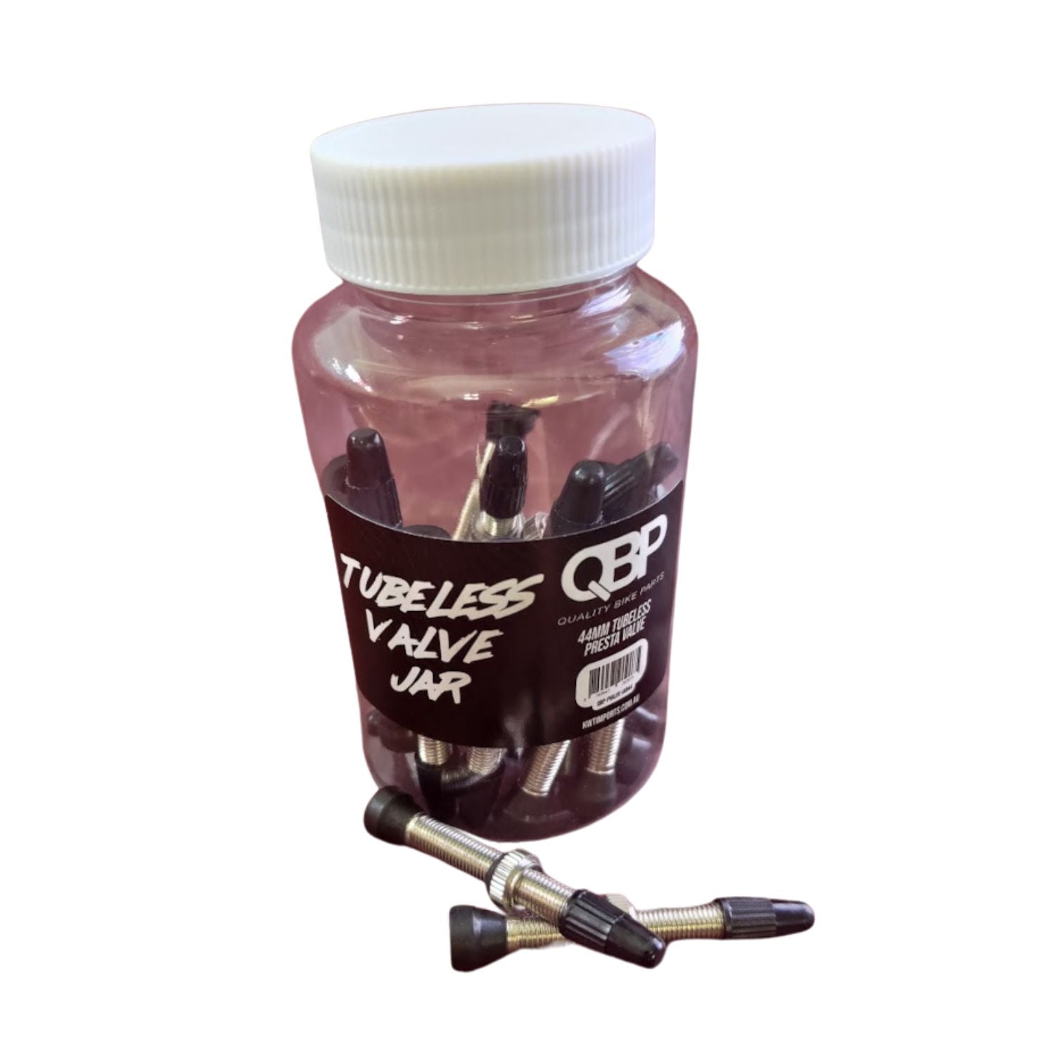 QBP Tubeless Valves - 44mm Presta Valve - Jar 20 pcs