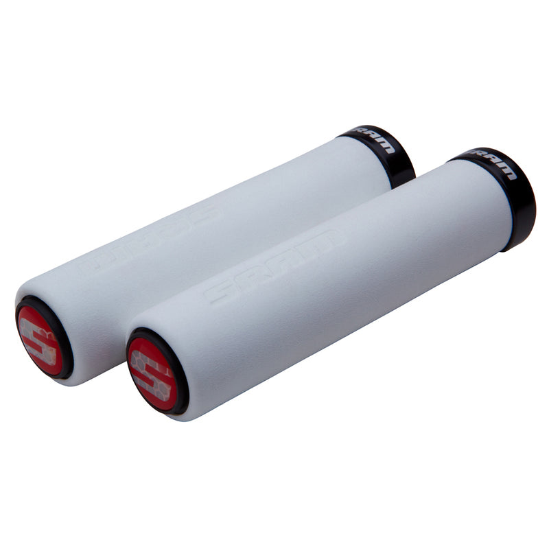 SRAM Foam Lock On Grips 129mm White/Black Clamps & End Plugs