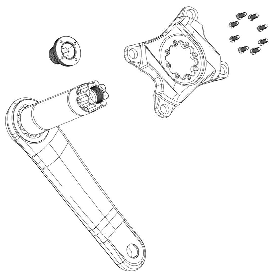 CRANK ARM BOLT KIT M15/M26 ALLOY SELF-EXTRACTING GXP BLACK Q