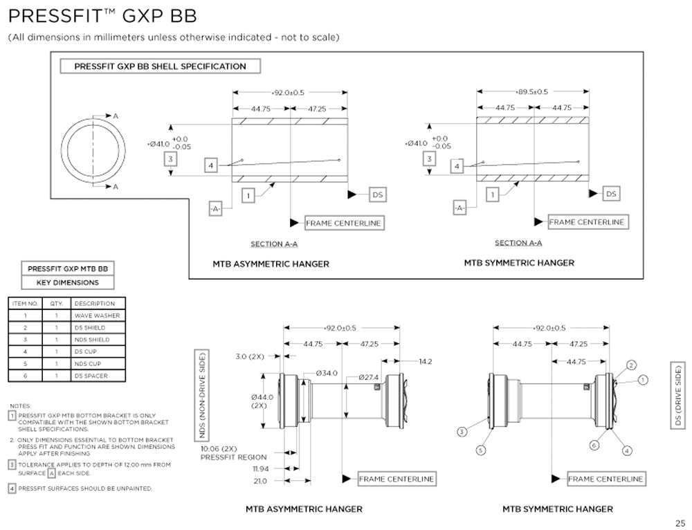 Bottom Bracket GXP Team PressFit MTB BB92