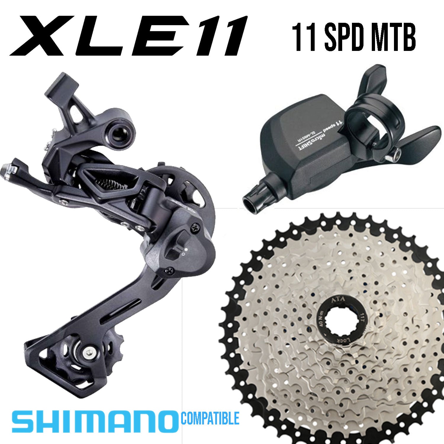 MICROSHIFT Groupset MTB - XLE 11 - 11-46T - M665M Clutched Derailleur / M851R Shifter / ATA Cassette