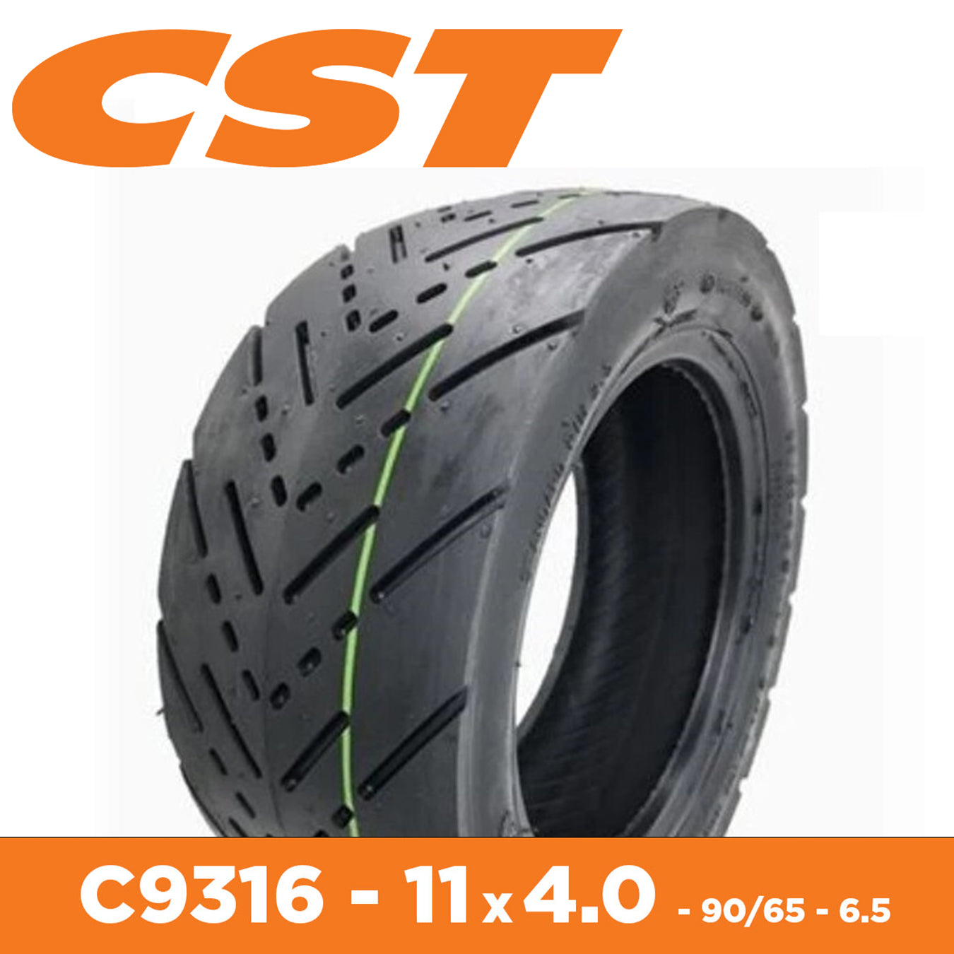CST Tyre E-Scooter C9316 -11 x 4.0    90/65-6.5 - Rim Size 6.50x2.50 - Sectional Width 93mm - Tubeless - Load 121kg