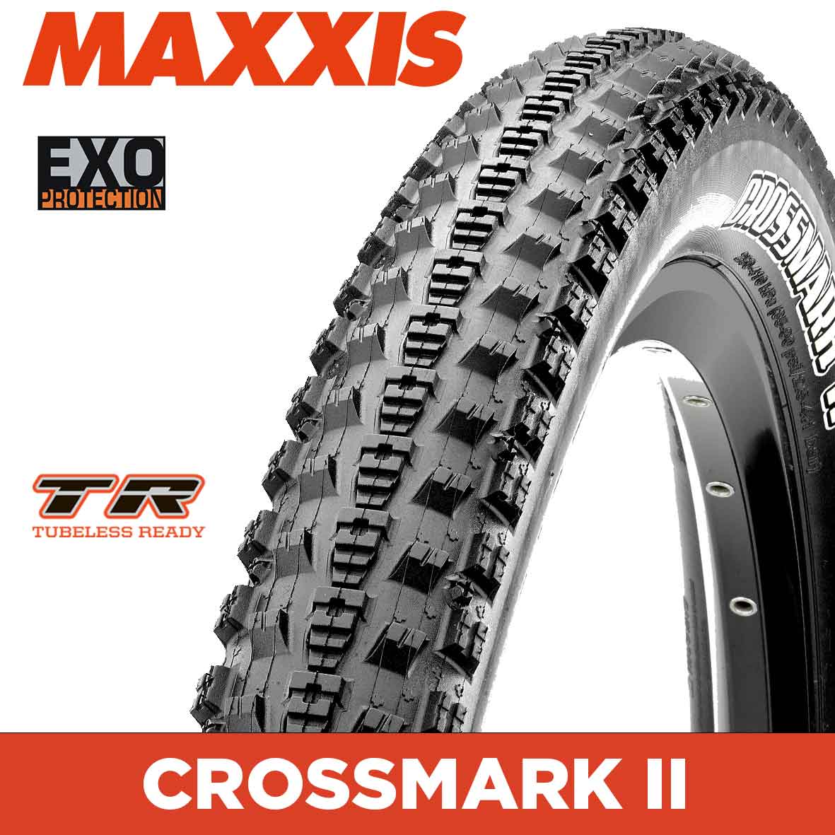 MAXXIS Crossmark II - 26 X 2.25 - Folding TR - EXO 120 TPI - Dual Compound - Black