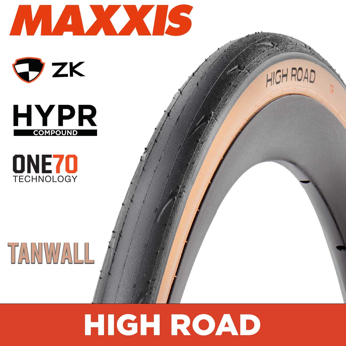 MAXXIS High Road - 700 X 25C HYPR ZK FOLD Tanwall 170TPI