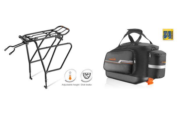 IBERA Pannier Rack & Bag Combo Set - Ibra5 Rack disc brake ready + Ibera Bag 21