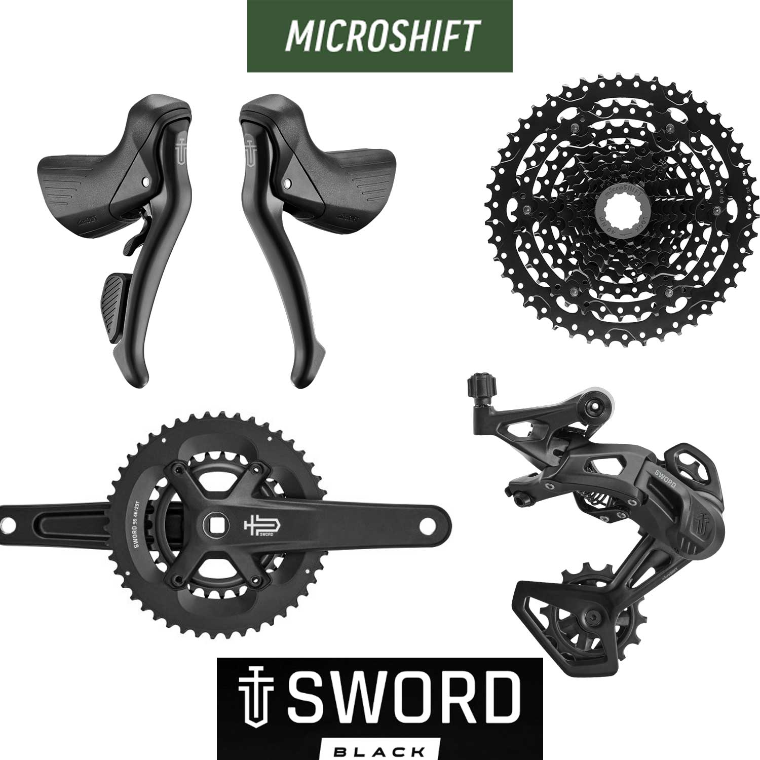 MICROSHIFT Group set SWORD Black 2x9 with Crank Set 48T - 172.5mm Arm Length