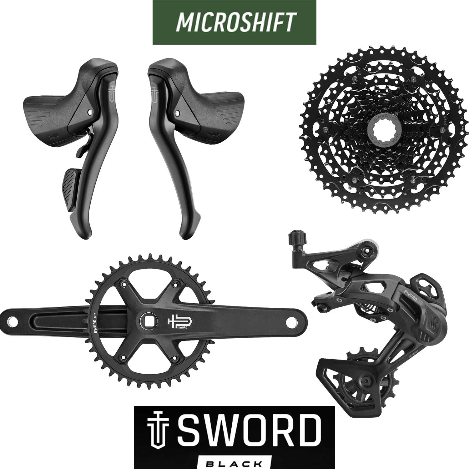 MICROSHIFT Group set SWORD Black 1x9 with Crank Set 40T - 175mm Arm Length