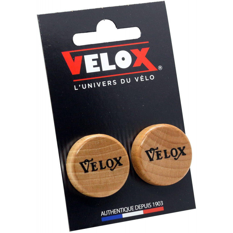 VELOX Handlebar Ends - Vintage Varnished Wood Head (Pair)